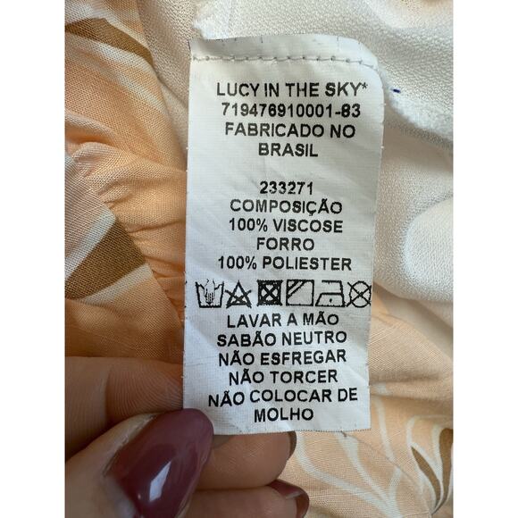 Lucy in the Sky Peach Floral High Low Tiered Layered Sleeveless Keyhole Dress P - Picture 9 of 11